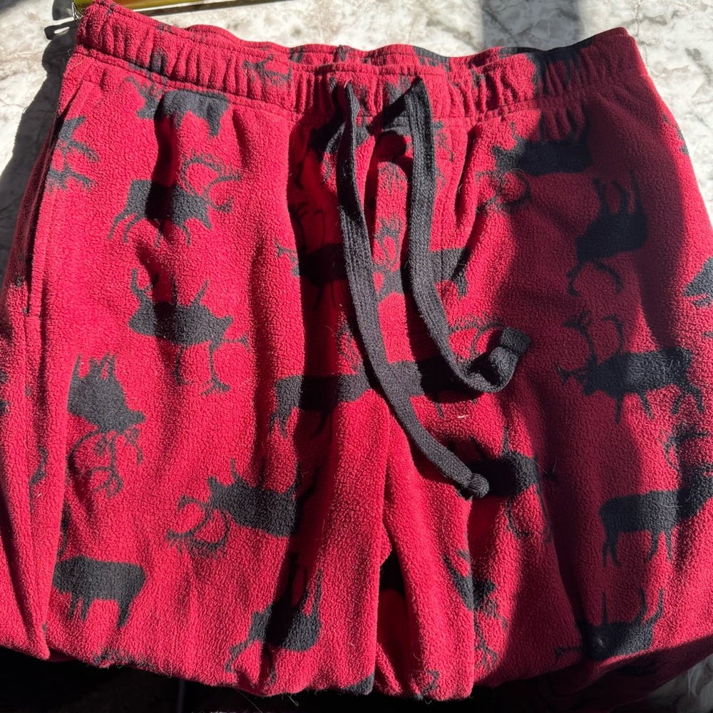 Red and Black Cozy Elk Fleece Hunters Drawstring Sweatpants